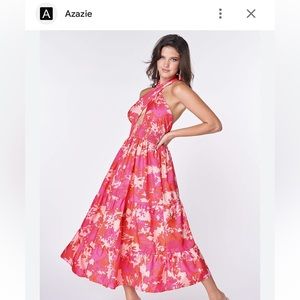 Azazie Pink Floral Halter Dress